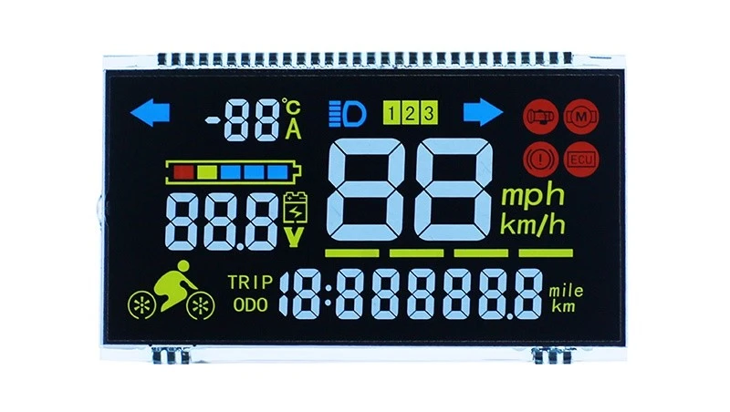 VA segmented color 7-segment display for weather detectors -